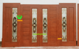 ประตูไม้สักกระจกนิรภัย BBB119