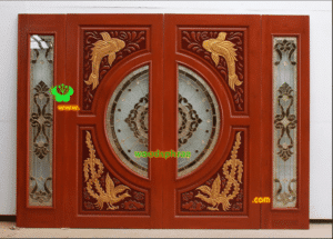 ประตูไม้สักกระจกนิรภัย BBB172